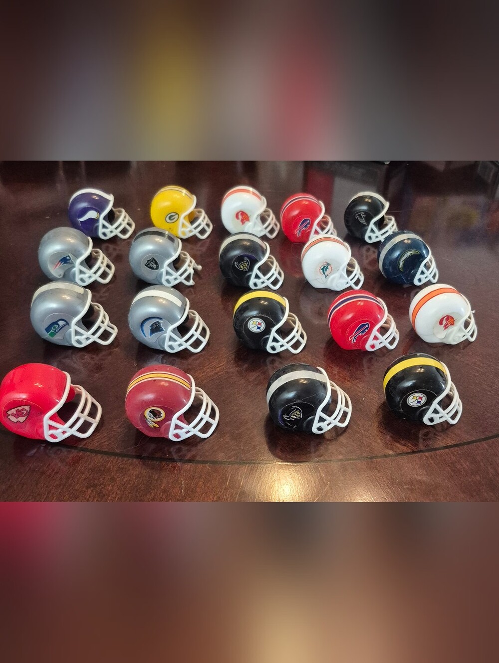 Vintage NFL Mini Football Helmet Lot of 19 Gumball Toy Helmets Chiefs Steelers